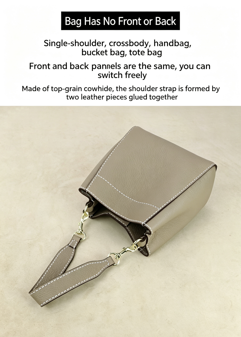 DIY Leather Bucket Bag Kit for Beginners – Genuine Leather Crossbody Purse Making Set with Video Tutorial & Complete Materials