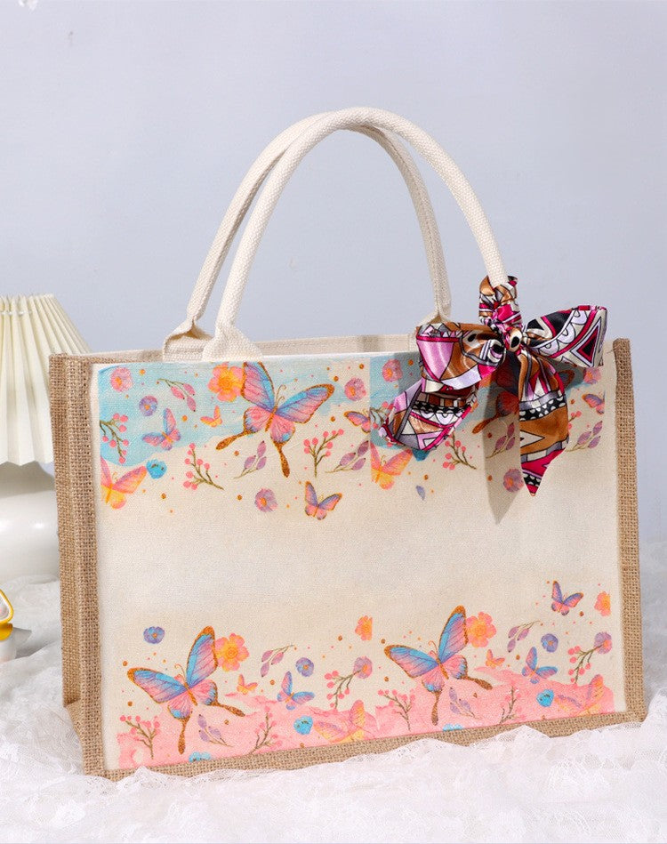 DIY Canvas Tote Bag Decorating Kit with Printed Scarf | Handmade Craft Gift Set for Adults & Kids | Personalized Tote Bag DIY Kit