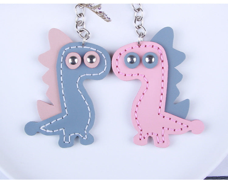DIY Leather Dinosaur Keychain Kit – Handmade Cute Dino Charm Craft Set for Beginners