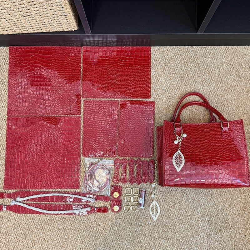 DIY PU Leather Handbag Kit | Handmade Crossbody Shoulder Tote Bag Craft Set for Beginners