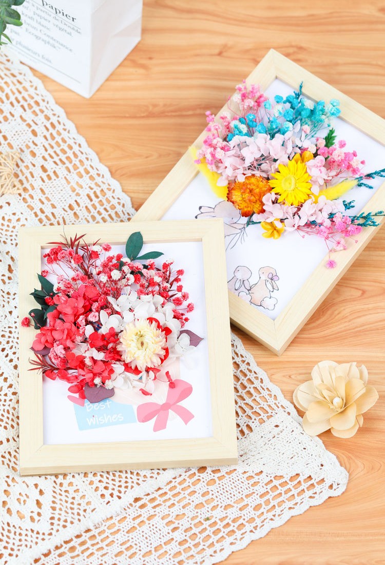 DIY Dried Flower Photo Frame Kit | Natural Preserved Flower Craft Set with Wooden Frame | Handmade Home Decor & Gift for Mother’s Day