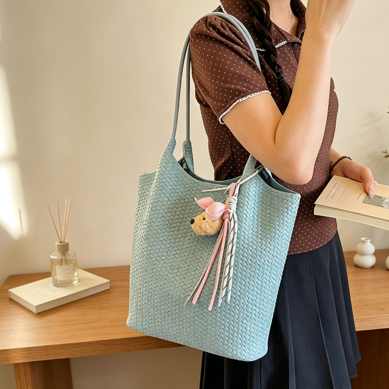 DIY Woven Shoulder Bag Kit for Beginners, Handmade PU Leather Crossbody Bag Making Kit, Creative Sewing Craft Gift for Women