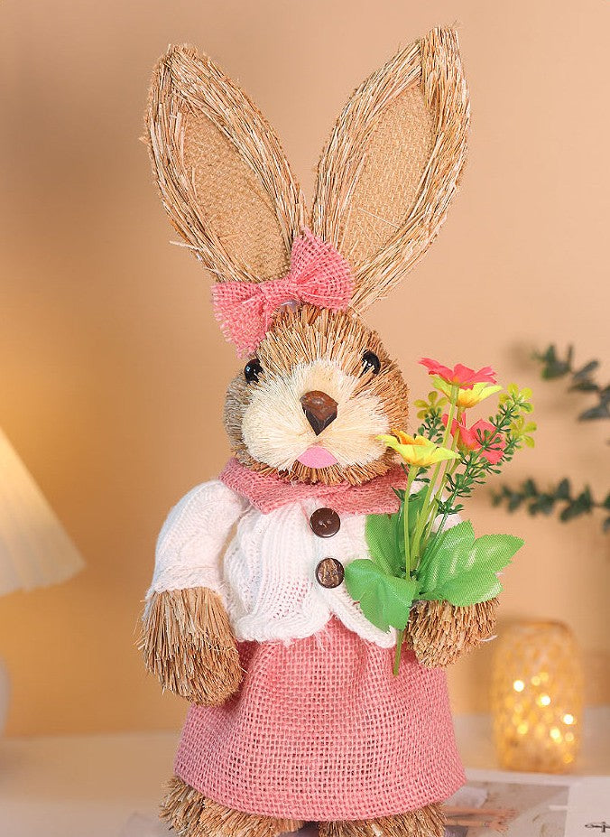 DIY Straw Bunny Craft Kit | Handmade Woven Rabbit Family Set | Spring Easter Home Decor & Mother’s Day Creative Gift