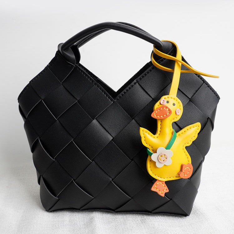 DIY Leather Duck Keychain Kit – Handmade Cute Duck Charm Craft Set in PU & Genuine Leather