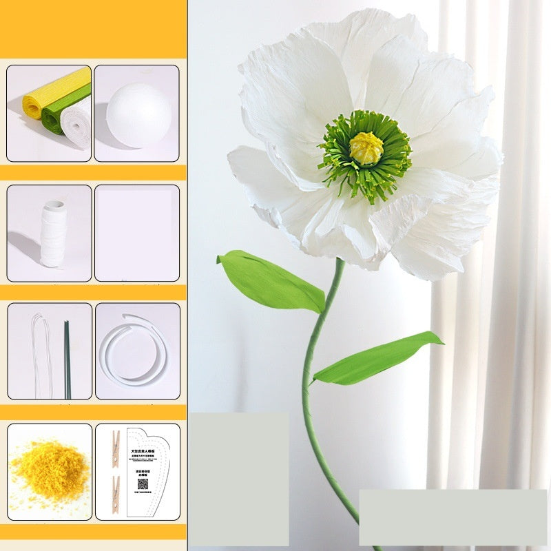 DIY Giant Poppy Crepe Paper Flower Kit | Large Handmade Artificial Flower Craft Set for Wedding, Event & Store Decoration | Macaron Color Display Props