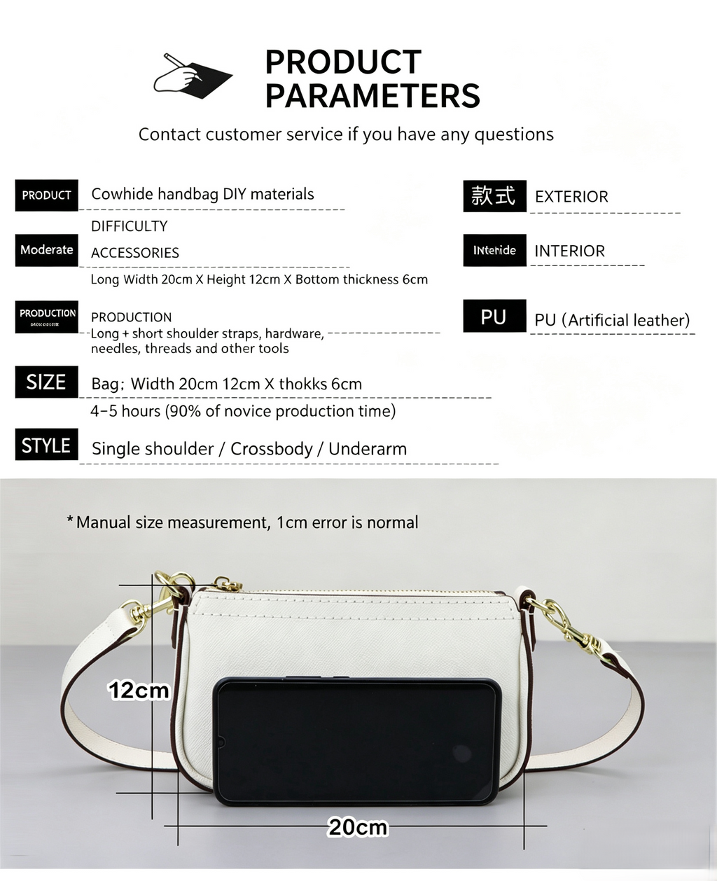DIY Leather Envelope Bag Kit for Beginners – Mini Crossbody Shoulder Bag Making Kit