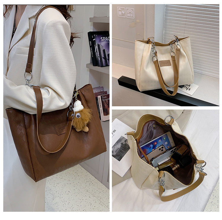 DIY PU Leather Tote Bag Kit for Beginners – Large Capacity Handbag Sewing Kit with Pre-Cut Materials, Video Tutorial & Complete Accessories