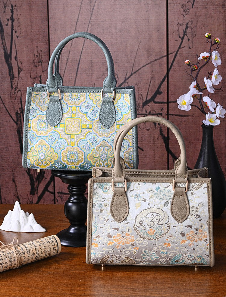 DIY Patchwork Tote Bag Kit | Genuine Leather & Microfiber Handmade Shoulder Bag Craft Set for Beginners