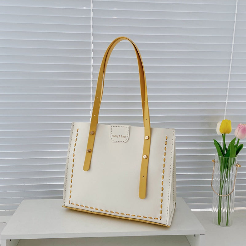 DIY PU Leather Tote Bag Kit for Beginners | Handmade Shoulder Handbag Sewing Craft Set with Video Tutorial | Large Capacity DIY Purse