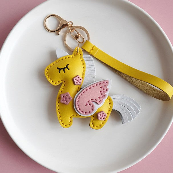 DIY Leather Unicorn Keychain Kit – Handmade Cute Unicorn Charm Craft Set with Video Tutorial