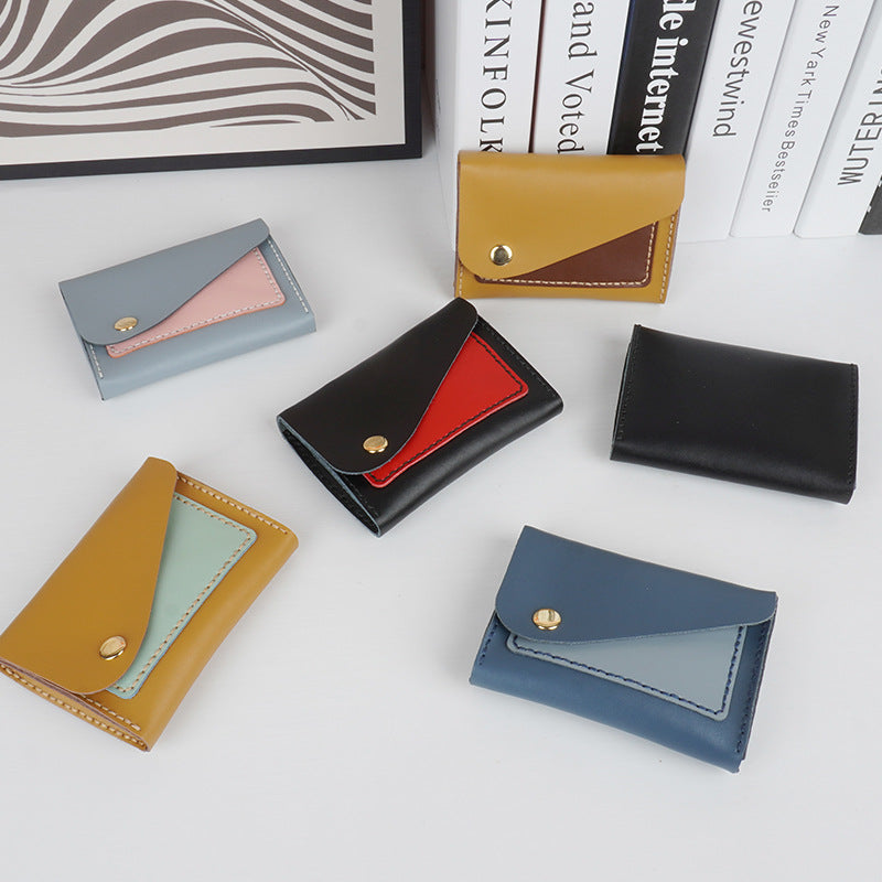 DIY Leather Coin Purse & Card Holder Kit for Beginners – Handmade Cowhide Wallet with Video Tutorial & Complete Sewing Kit
