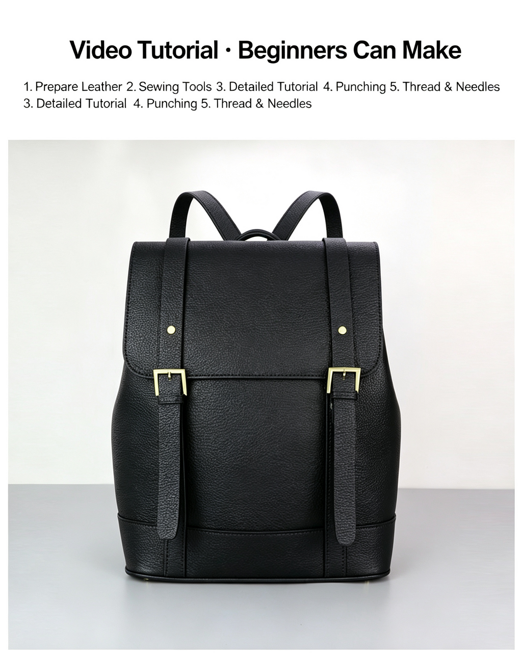 DIY Leather Backpack Kit for Men – Beginner Large Cowhide Work & Travel Bag
