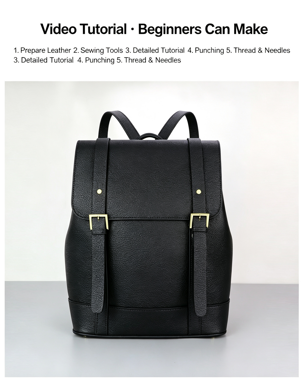 DIY Leather Backpack Kit for Men – Beginner Large Cowhide Work & Travel Bag