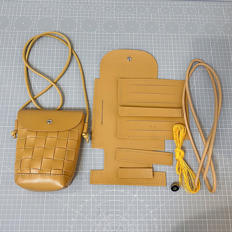 DIY Handmade Crossbody & Handbag Kit for Beginners – Pre-Cut PU Leather Sewing Set with Video Tutorial, Multi-Way Wear Gift Bag