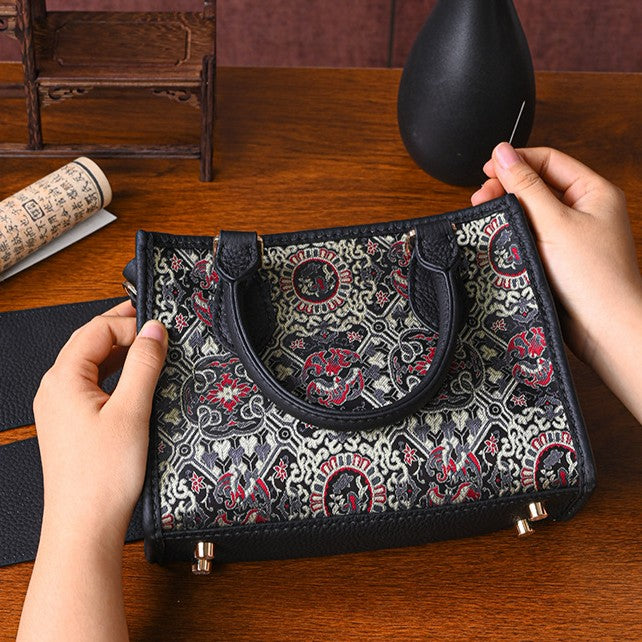 DIY Patchwork Tote Bag Kit | Genuine Leather & Microfiber Handmade Shoulder Bag Craft Set for Beginners