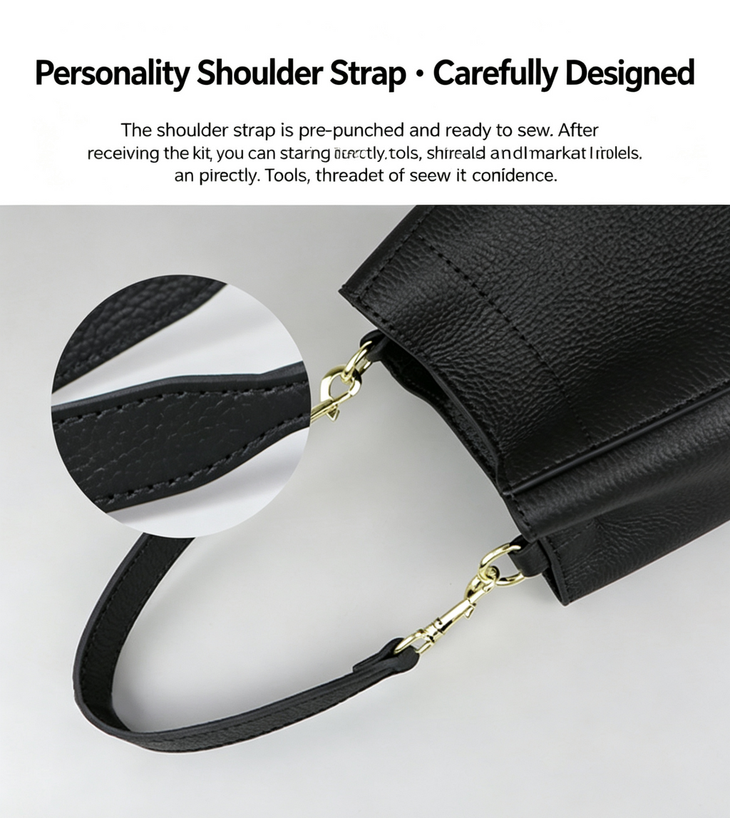 DIY Woven Leather Bucket Bag Kit – Full-Grain Leather Shoulder & Crossbody Bag Making Kit
