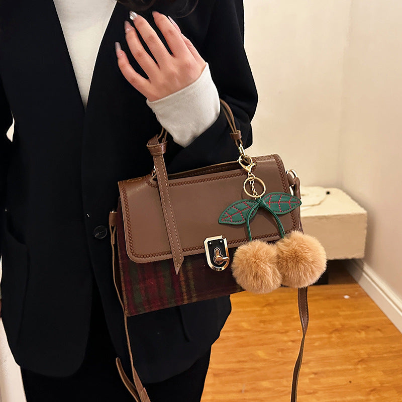 DIY Plaid Leather Tote Bag Kit – Beginner-Friendly 8-Minute Handmade Craft Set | Pre-Cut PU & Wool Fabric | Crossbody/Shoulder/Handheld Bag Gift Set