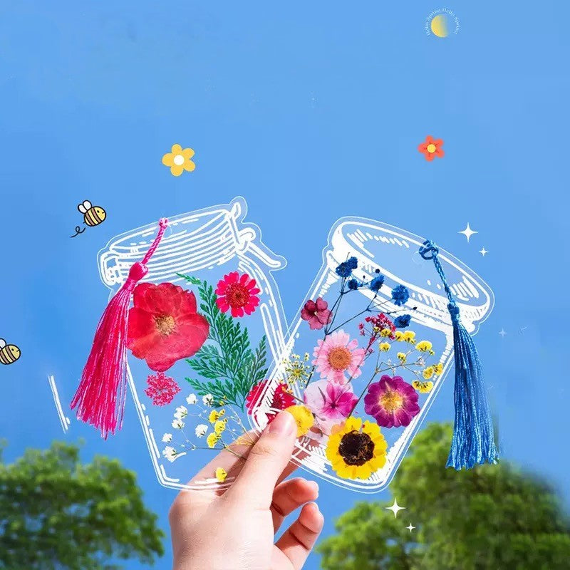DIY Pressed Flower Bookmark Kit | Transparent Floral Bookmark Craft Set | Handmade Botanical Keepsake & Creative Gift
