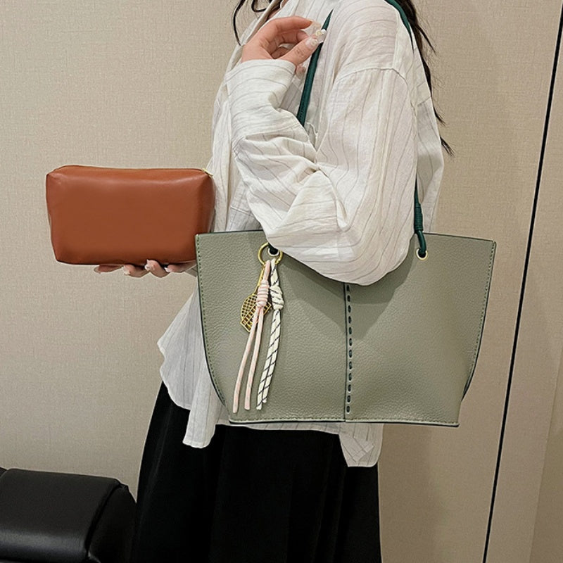 DIY Leather Tote Bag Kit for Beginners – Handmade Shoulder Bag Sewing Craft Set with Pre-Cut PU Leather & Video Tutorial