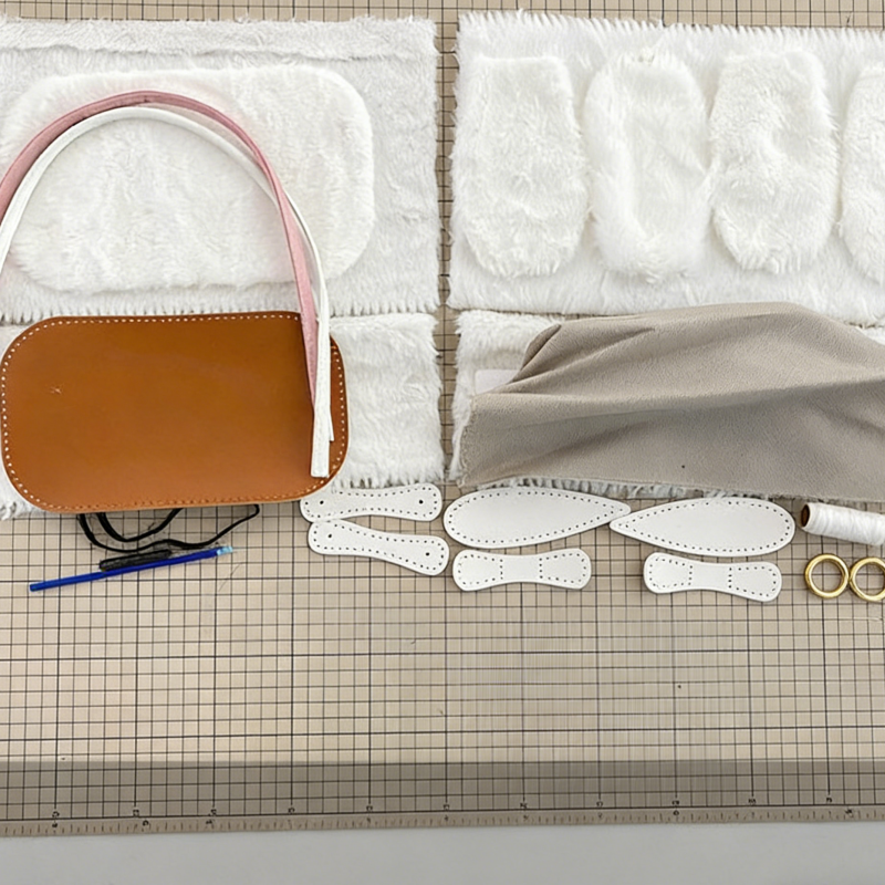 DIY Plush Shoulder Bag Kit – Handmade Fuzzy Tote Bag Craft Kit for Beginners with Video Tutorial (Soft Faux Fur Handbag)