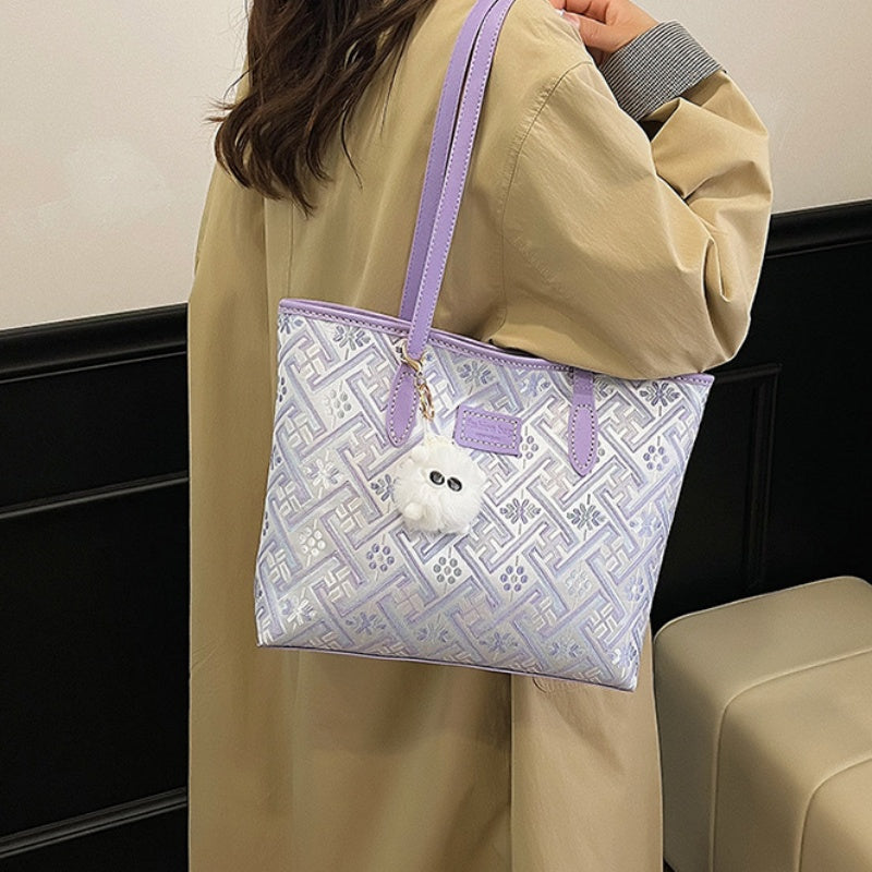 DIY Fabric Tote Bag Kit for Beginners | Handmade Shoulder Handbag Sewing Craft Set with Video Tutorial | Large Capacity DIY Bag