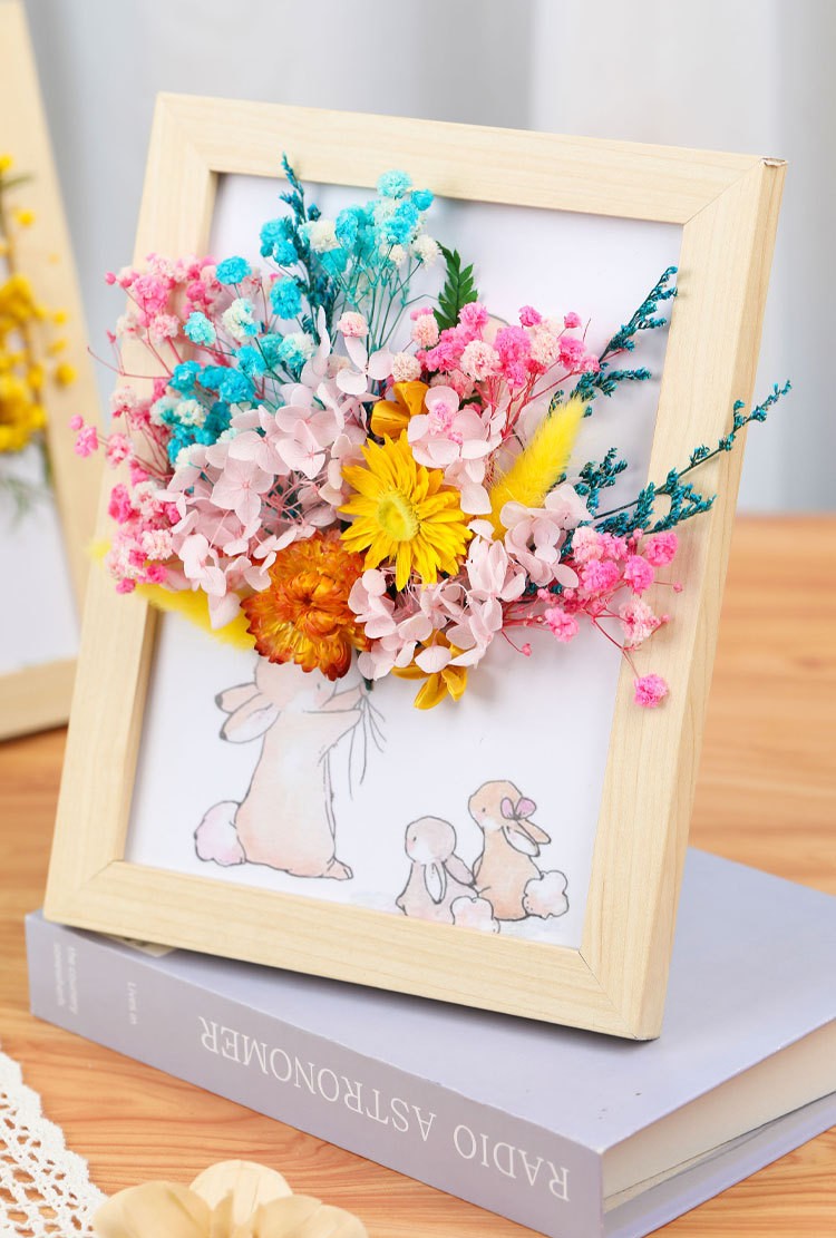 DIY Dried Flower Photo Frame Kit | Natural Preserved Flower Craft Set with Wooden Frame | Handmade Home Decor & Gift for Mother’s Day