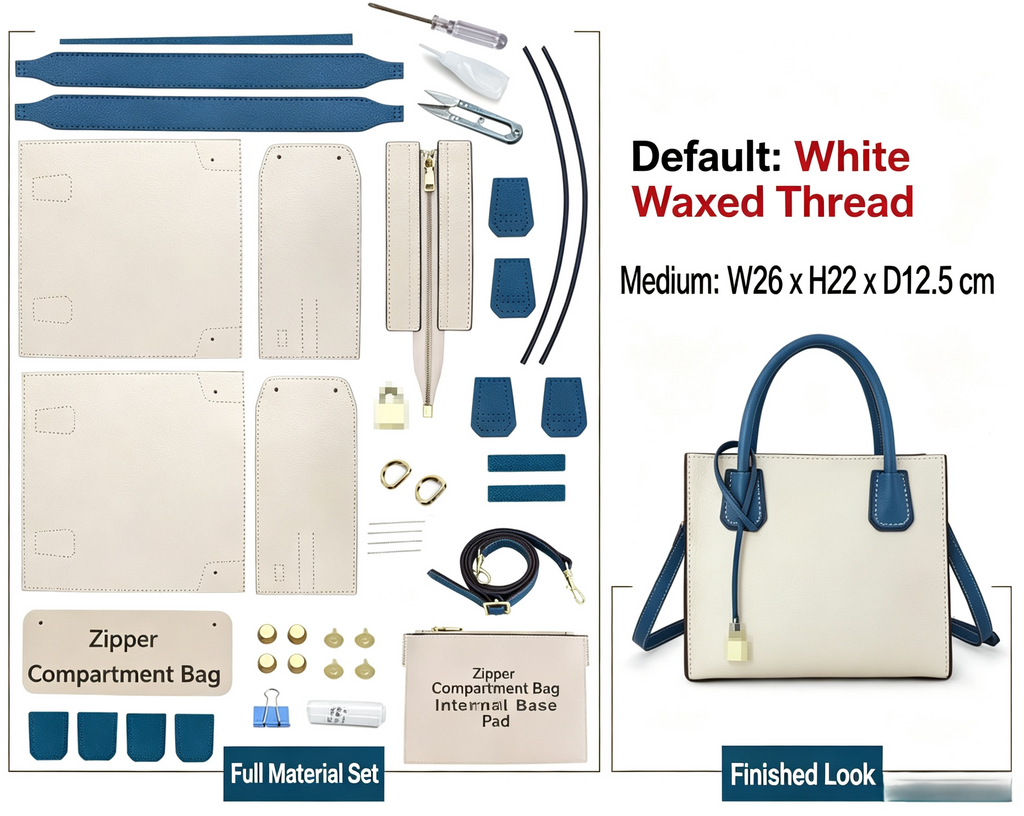 DIY Genuine Leather Shoulder Bag Kit for Beginners – Handmade Crossbody Purse Making Set with Video Tutorial & Complete Materials