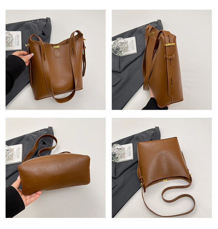 DIY PU Leather Shoulder Bag Kit for Beginners – Pre-Cut & Pre-Punched Crossbody Bag Sewing Kit with Video Tutorial, Handmade Gift Craft Set