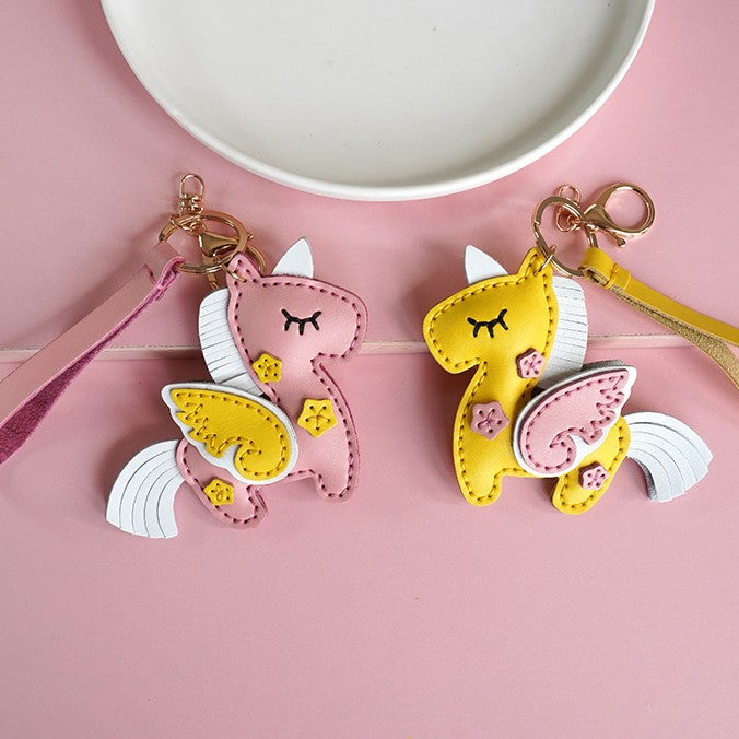 DIY Leather Unicorn Keychain Kit – Handmade Cute Unicorn Charm Craft Set with Video Tutorial
