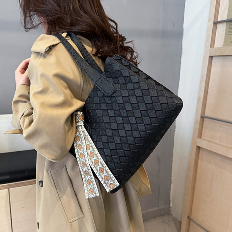 DIY PU Leather Tote Bag Kit – Handmade Shoulder Handbag Craft Kit for Beginners with Video Tutorial (Large Capacity Everyday Bag)