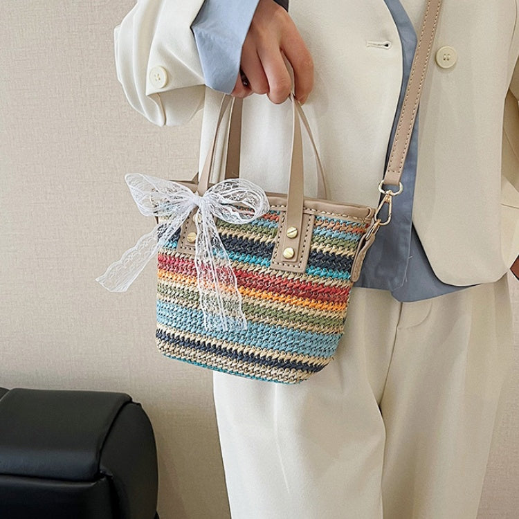 DIY Woven Straw & PU Leather Handbag Kit for Beginners – Handmade Crossbody Tote Bag Sewing Kit with Video Tutorial
