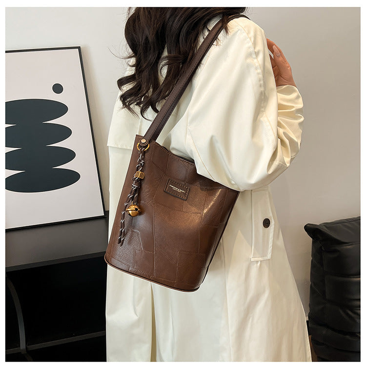 DIY PU Leather Tote Bag Kit for Beginners – Pre-Cut Hand Sewing Handbag with Video Tutorial, Shoulder & Top Handle Bag, Ivory/Khaki/Brown/Black
