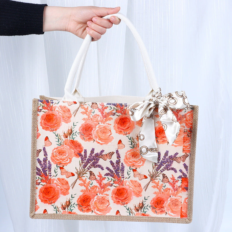 DIY Canvas Tote Bag Decorating Kit with Printed Scarf | Handmade Craft Gift Set for Adults & Kids | Personalized Tote Bag DIY Kit