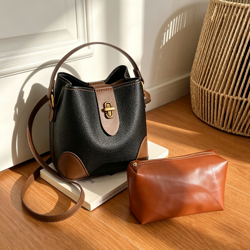 DIY PU Leather Bucket Bag Kit | Beginner-Friendly Handmade Crossbody Tote Bag Craft Set with Video Tutorial