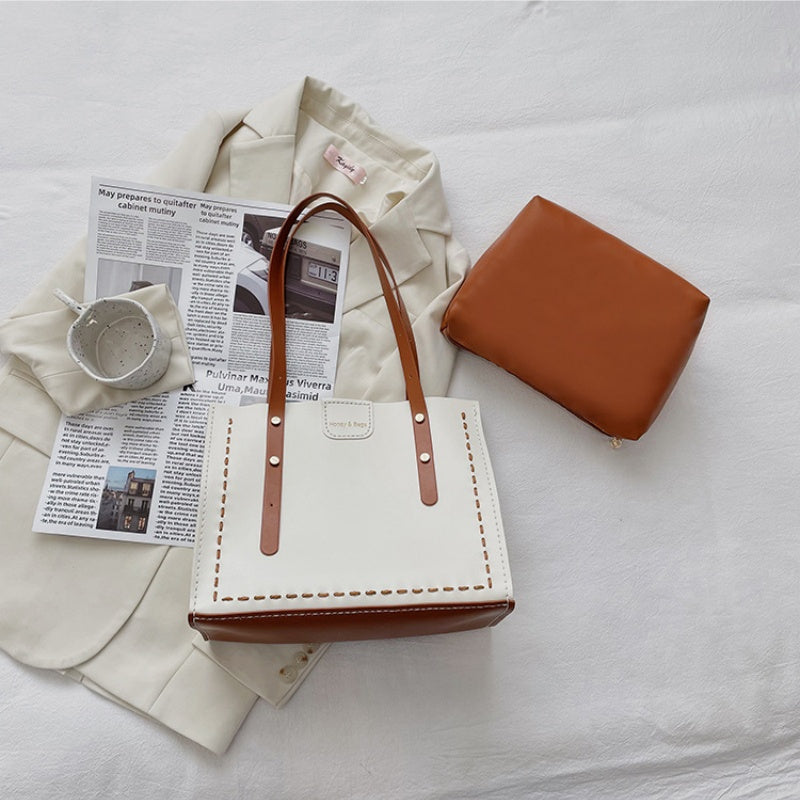 DIY PU Leather Tote Bag Kit for Beginners | Handmade Shoulder Handbag Sewing Craft Set with Video Tutorial | Large Capacity DIY Purse