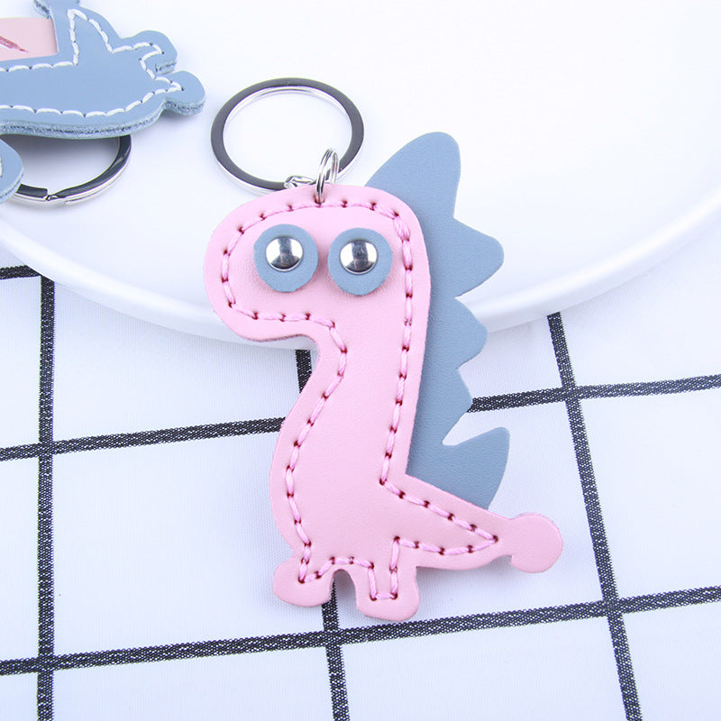 DIY Leather Dinosaur Keychain Kit – Handmade Cute Dino Charm Craft Set for Beginners