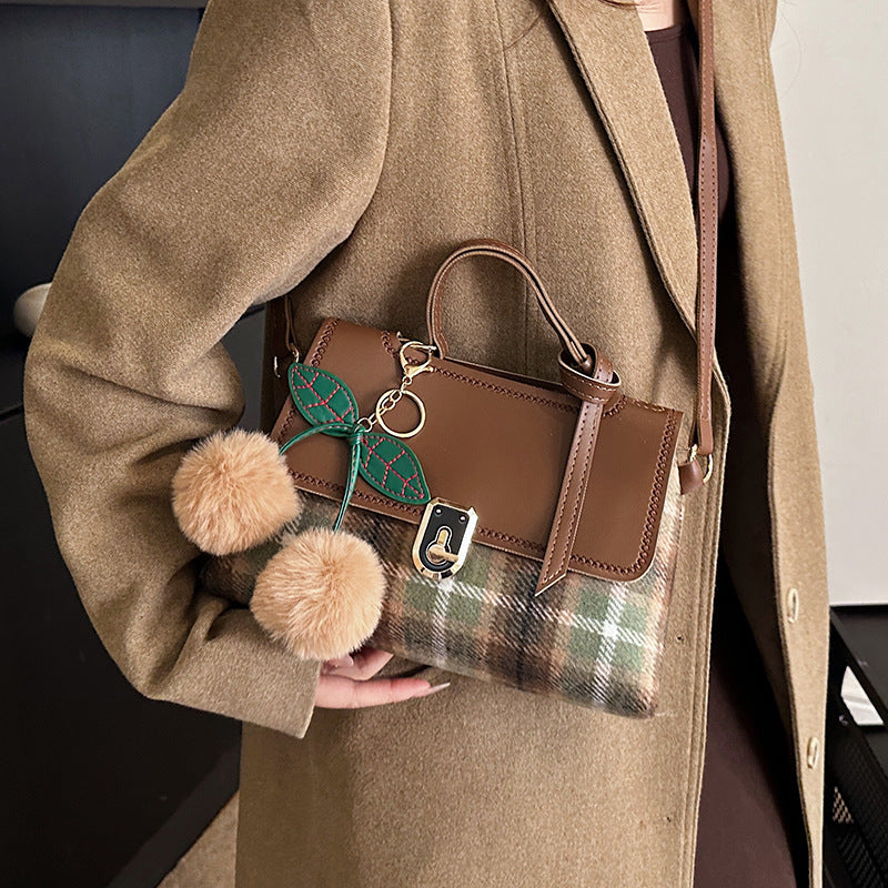 DIY Plaid Leather Tote Bag Kit – Beginner-Friendly 8-Minute Handmade Craft Set | Pre-Cut PU & Wool Fabric | Crossbody/Shoulder/Handheld Bag Gift Set