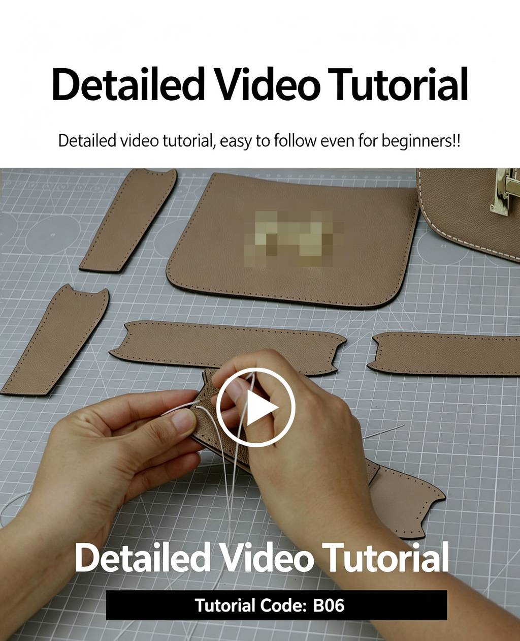 DIY Genuine Leather Crossbody Bag Kit for Beginners – Handmade Shoulder Purse Making Set with Video Tutorial & Complete Materials