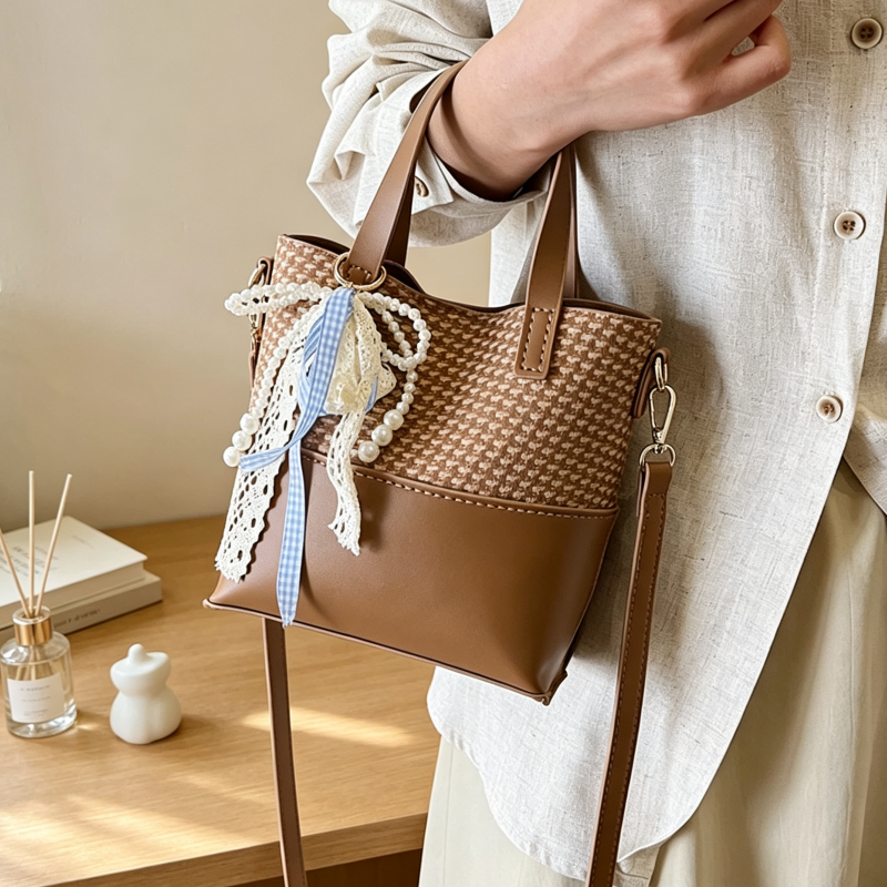 DIY PU Bucket Bag Kit for Beginners – Vintage Crossbody Shoulder Bag Making Kit