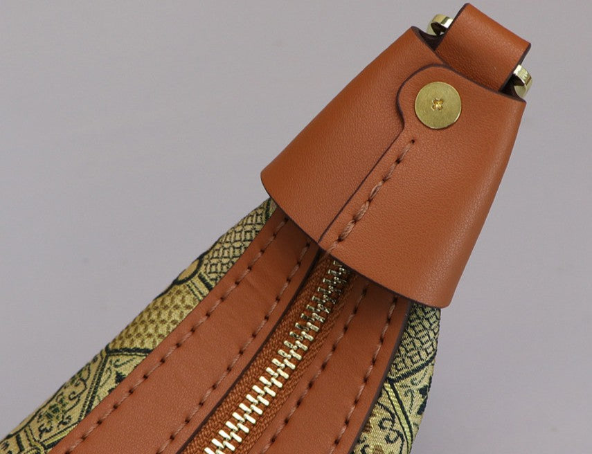 DIY Crescent Shoulder Bag Kit for Beginners, Handmade Genuine Leather Underarm Bag Making Kit, Creative Sewing Craft Gift for Women