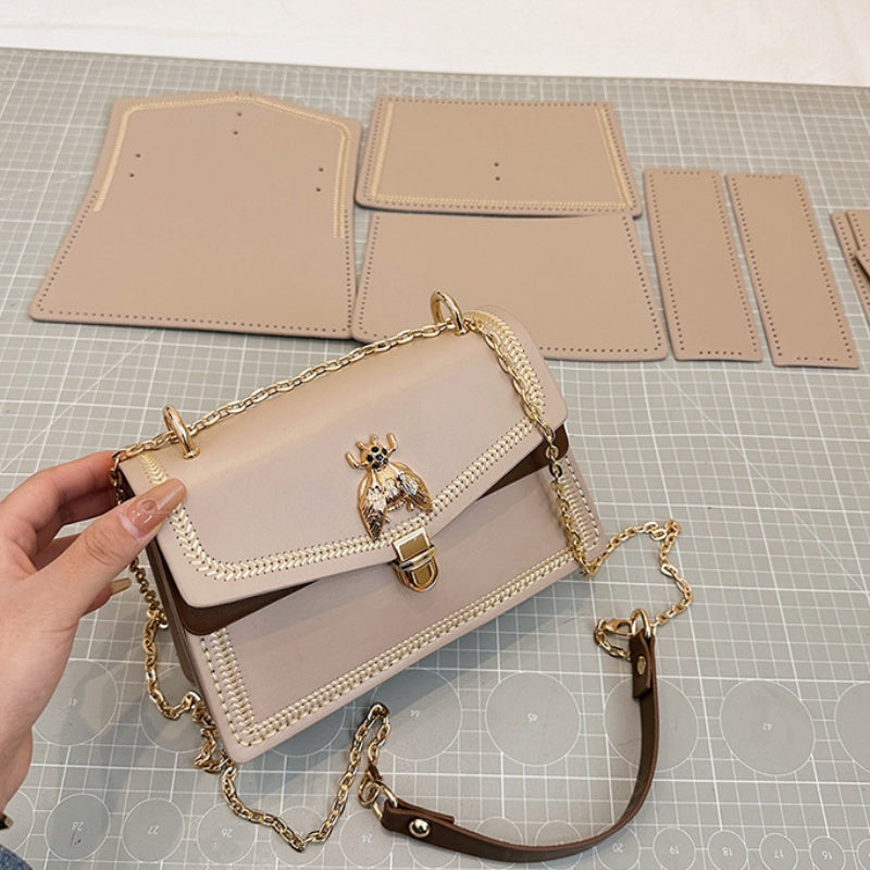 DIY PU Leather Handbag Making Kit for Beginners – Pre-Cut Shoulder & Crossbody Bag Sewing Craft Kit with Video Tutorial