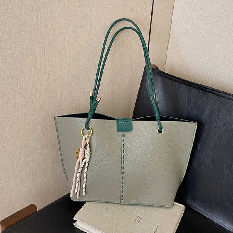 DIY Leather Tote Bag Kit for Beginners – Handmade Shoulder Bag Sewing Craft Set with Pre-Cut PU Leather & Video Tutorial