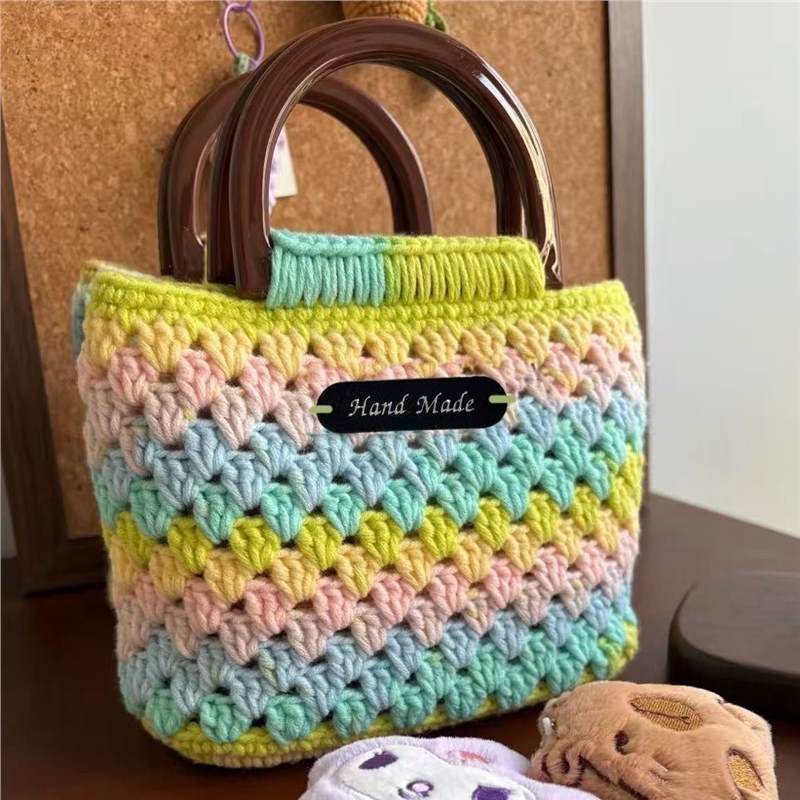 DIY Crochet Tote Bag Kit – Handmade Cotton Yarn Handbag Craft Set for Beginners with Video Tutorial
