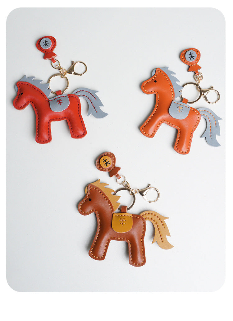 DIY Leather Horse Keychain Kit – Handmade Genuine Leather Craft Set with Video Tutorial (Multicolor)