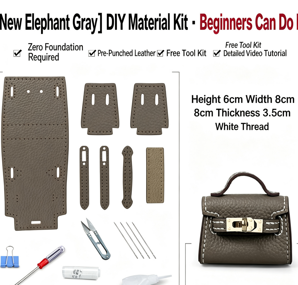 DIY Mini Leather Bag Charm Kit – Beginner Cowhide Bag Pendant & Handmade Gift
