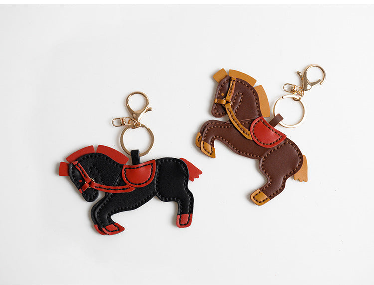DIY Leather Horse Keychain Kit for Beginners – Handmade Cowhide Bag Charm & Keyring Craft Set with Video Tutorial