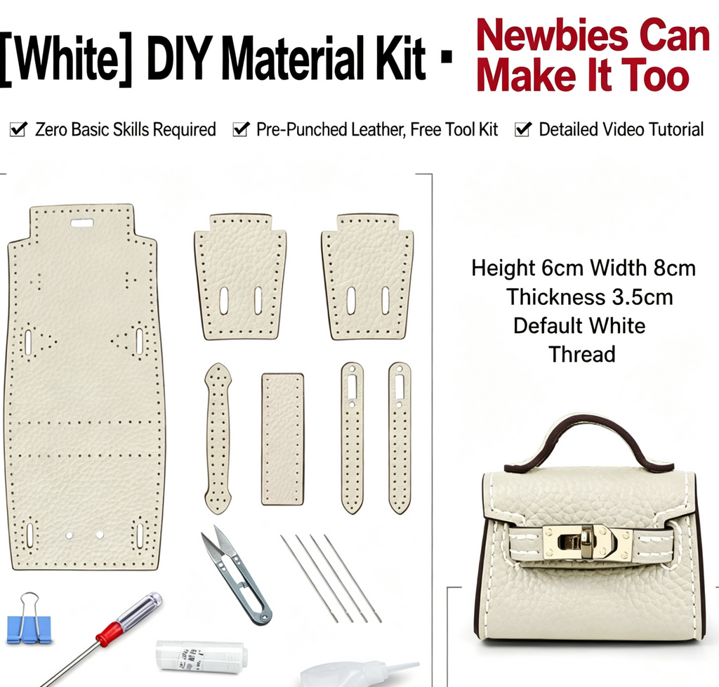 DIY Mini Leather Bag Charm Kit – Beginner Cowhide Bag Pendant & Handmade Gift