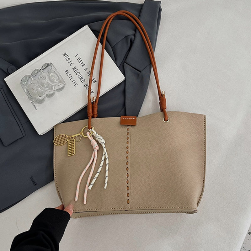 DIY Leather Tote Bag Kit for Beginners – Handmade Shoulder Bag Sewing Craft Set with Pre-Cut PU Leather & Video Tutorial
