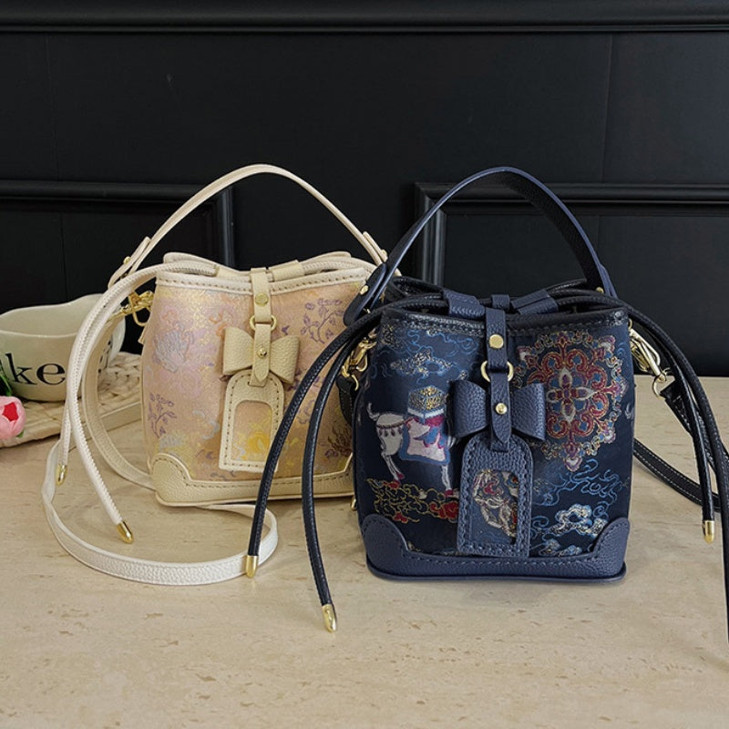 DIY PU Leather Bow Bucket Bag Kit | Beginner-Friendly Vintage Handbag Craft Set with Video Tutorial