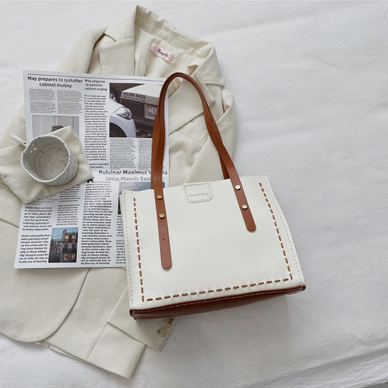 DIY PU Leather Tote Bag Kit for Beginners | Handmade Shoulder Handbag Sewing Craft Set with Video Tutorial | Large Capacity DIY Purse